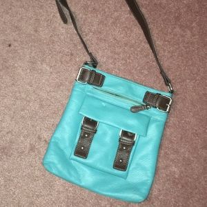 Turquoise and Brown crossbody purse